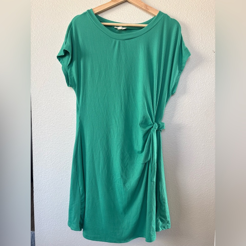 See You Monday Teal Ribbed Dress